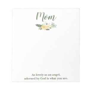 Lovely Mom Floral Green and Beige Notepad