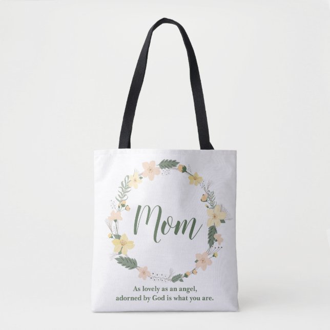 Lovely Mom Floral Tote Bag (Front)