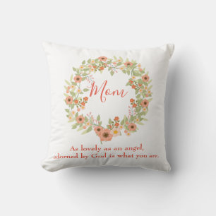 Lovely mom floral wreath throw pillow