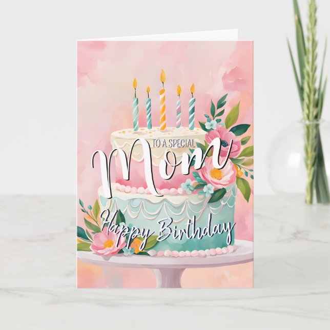 Lovely mom happy birthday cake birthday card mom (Front)