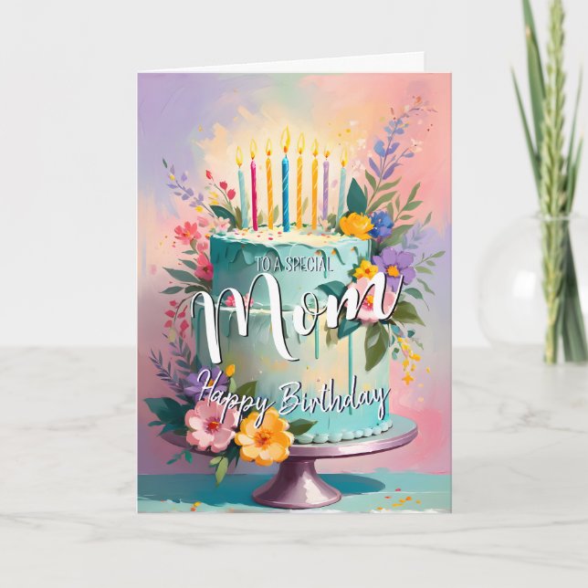 Lovely mom happy birthday cake birthday card mom (Front)