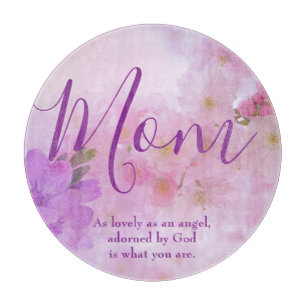 Lovely Mom purple and pink flowers Cutting Board