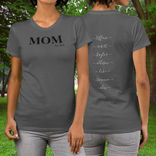 Lovely Mom with Kids Names Year T-Shirt