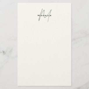 Lovely Monogrammed Black White Grey Calligraphy Stationery