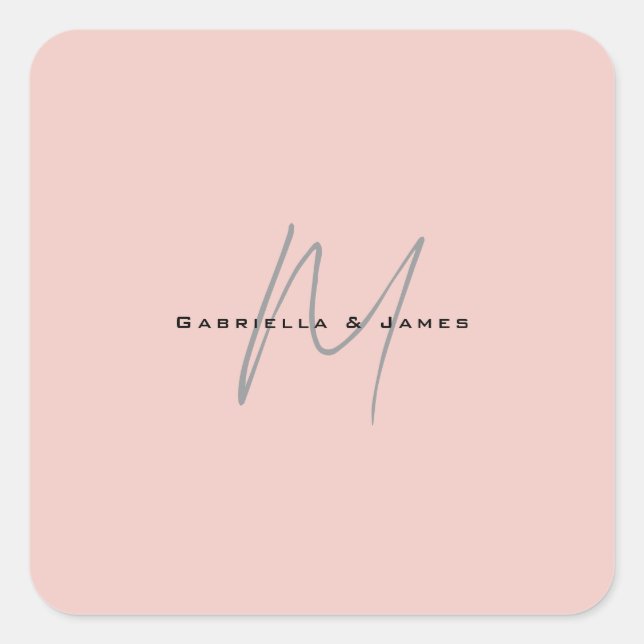 Lovely Monogrammed Calligraphy Pastel Colour Names Square Sticker (Front)
