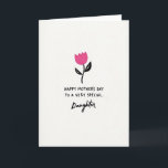 Lovely Mothers Day Daughter Card<br><div class="desc">This card shows a mostly white background with lots of open space, keeping the focus on a single flower and a sweet message ❤️. Near the upper area sits a stylized bloom in bright pink, with thick petals and a jagged top edge that feels modern and cut-out in look. A...</div>