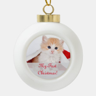 Lovely My First Christmas Pet Ceramic Ball Christmas Ornament
