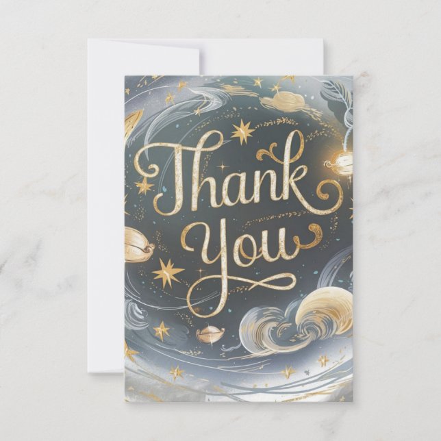 Lovely Mystical Heaven Celestial Thank You Card (Front)
