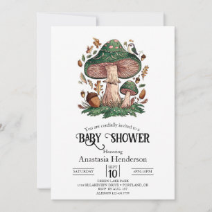 Lovely Mystical Mushroom Baby Shower Invitation