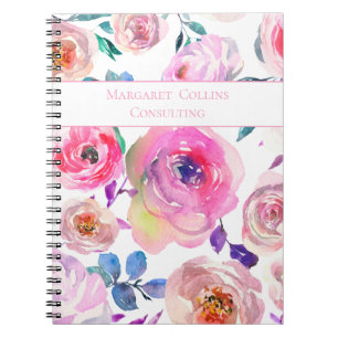 Lovely Named Pink and Purple Floral Pattern Notebook
