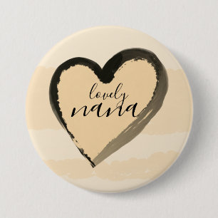 LOVELY NANA GOLDEN HEART ABSTRACT 3 INCH ROUND BUTTON