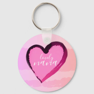 LOVELY NANA RED PINK HEART KEYCHAIN