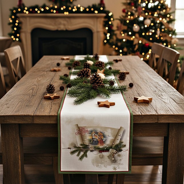 Lovely nativity collage custom holiday  short table runner (Creator Uploaded)