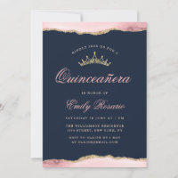 Lovely navy blue & blush agate quinceañera