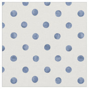 Lovely navy blue polka dots on white background fabric