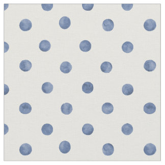 Lovely navy blue polka dots on white background fabric