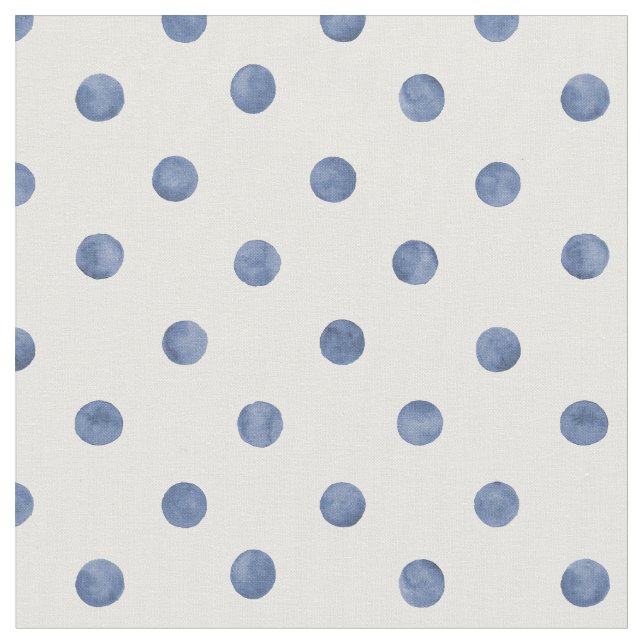 Lovely navy blue polka dots on white background fabric (Close Up)