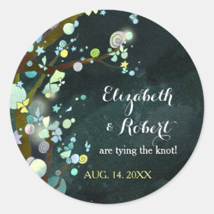 Lovely Night Wedding Save the Date Classic Round Sticker