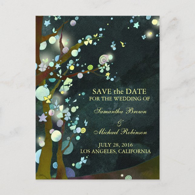 Lovely Night: Wedding Save the Date Postcards (Front)