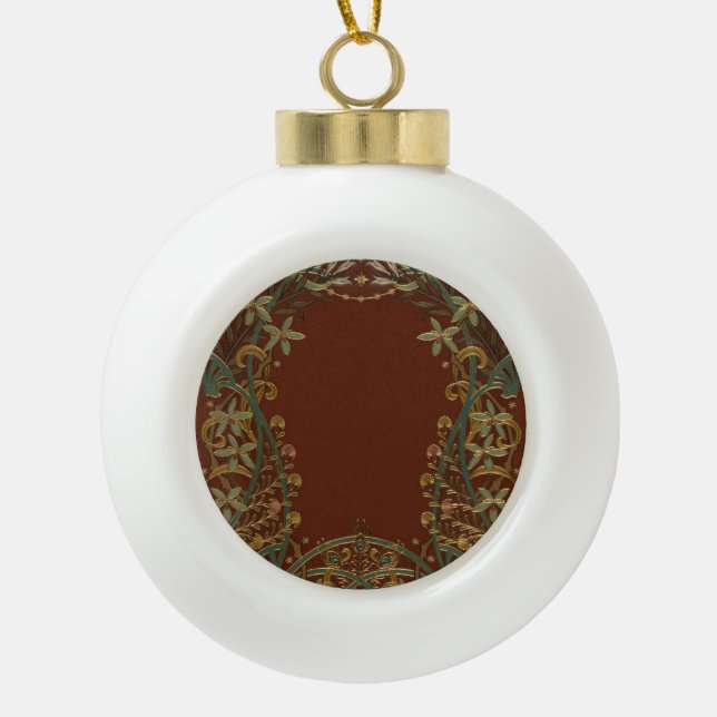 Lovely Nouveau Floral With Lily Ceramic Ball Christmas Ornament (Front)