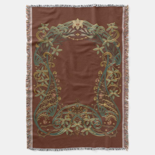 Lovely Nouveau Floral With Lily Throw Blanket (Front Vertical)