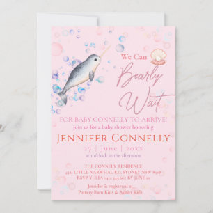Lovely ocean Narwhal seashells bubbles Baby Shower Invitation