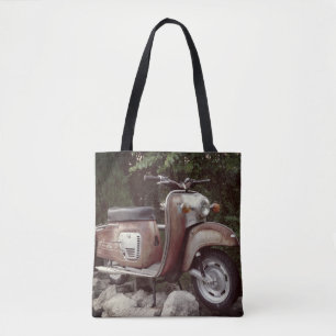 Lovely Old Scooter Custom All-Over-Print Tote Bag