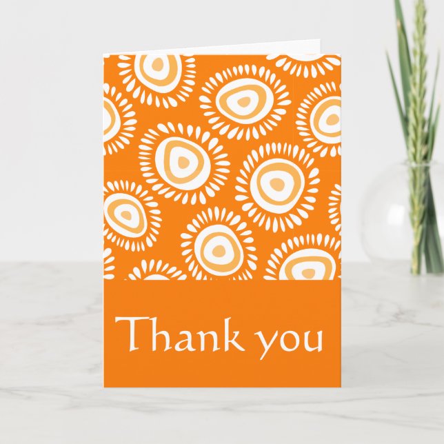 Lovely orange funky flowers Thank You Card (Front)