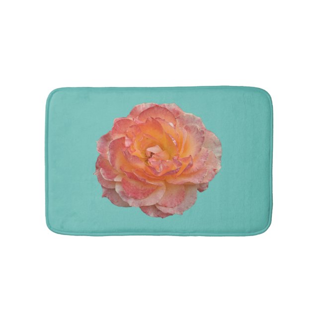 Lovely orange peony bath mat (Front)