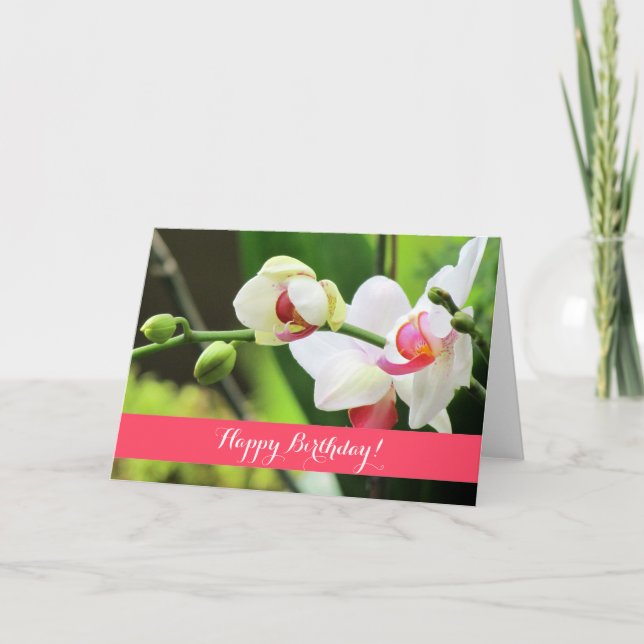 Lovely Orchids Custom Birthday Card (Front)