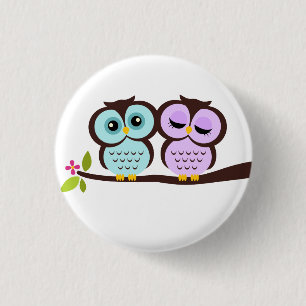 Lovely Owls 1 Inch Round Button