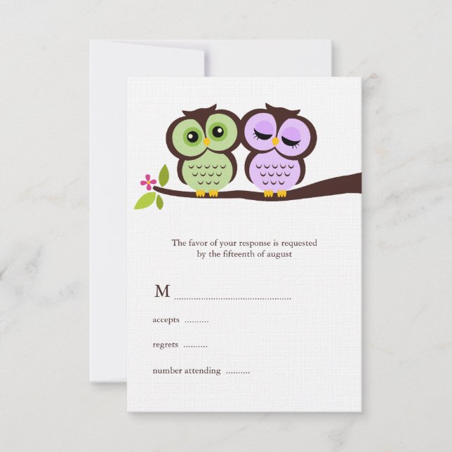 Lovely Owls Wedding Response Cards (Front)