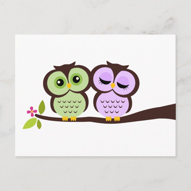 Lovely Owls Wedding Response Cards (Front)
