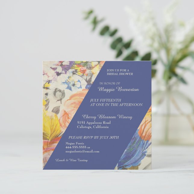 Lovely Painted Floral Bridal Shower Invitation (Standing Front)