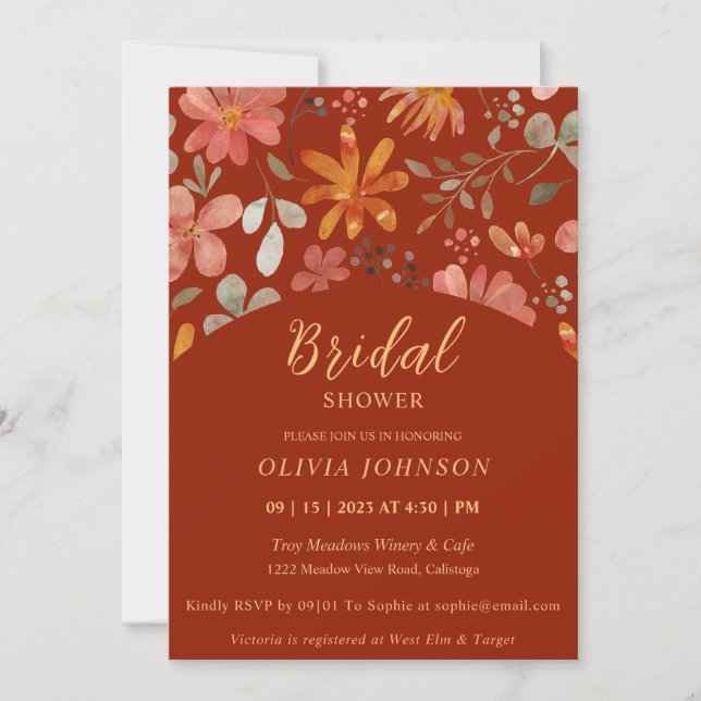 Lovely Painted Flowers Bridal Shower Invitation (Front)