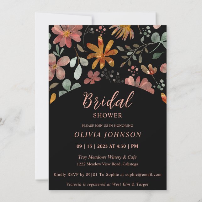 Lovely Painted Flowers Bridal Shower Invitation (Front)