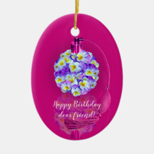 Lovely Pansy Atomizer  Birthday Party Ceramic Ornament