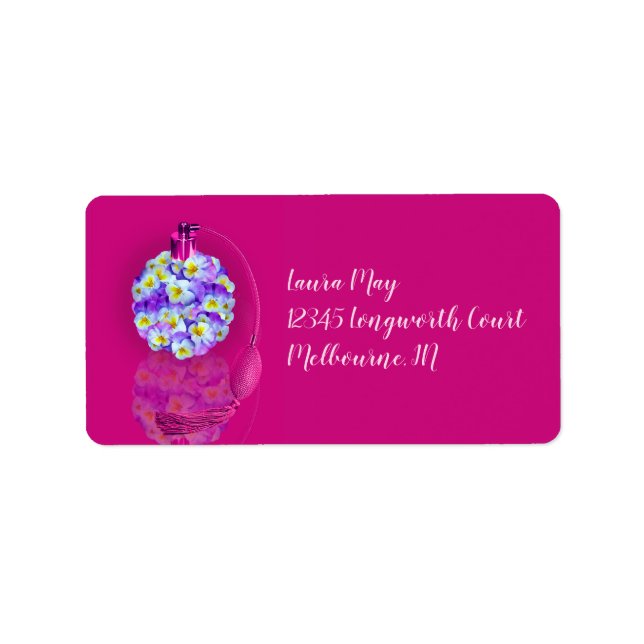 Lovely Pansy Atomizer Birthday Party Label (Front)