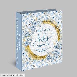 Lovely Pastel Blue Gold Baby Shower Memory Album Binder