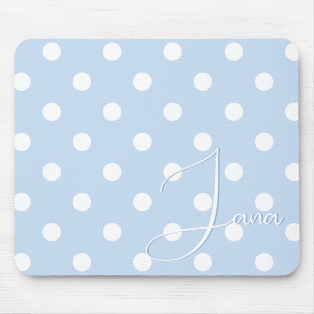 Lovely Pastel Blue Mousepad With Your Custom Name (Front)
