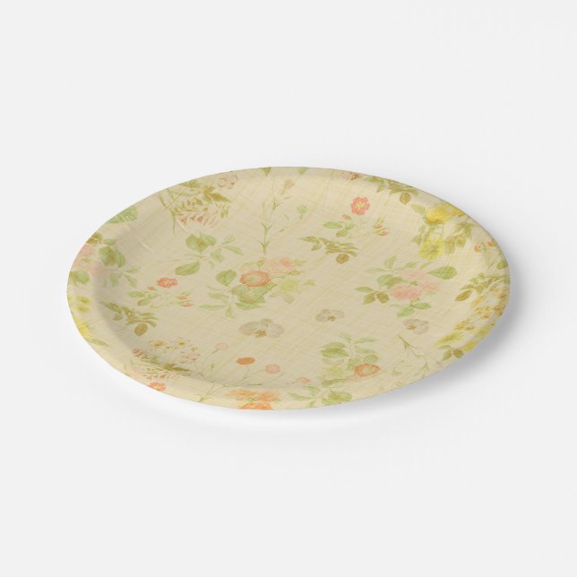Lovely Pastel Floral Design Paper Plate (Angled)