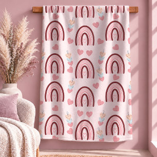 Lovely Pastel Pink Hearts Love Gift Cozy Blanket
