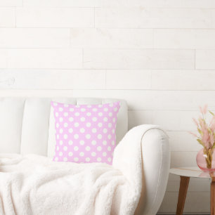 Lovely Pastel Rose Colour With Big White Polka Dot Throw Pillow