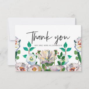 Lovely Pastel Watercolor Blooms Thank You Card
