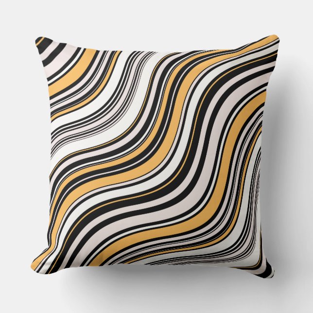 Lovely pattern ink art Abstract yellow and black Throw Pillow (Front)