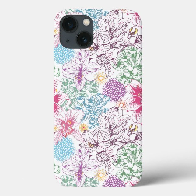 Lovely pattern with colourful flowers Case-Mate iPhone case (Back)