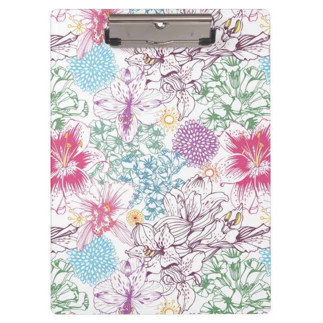 Lovely pattern with colourful flowers clipboard (Front)