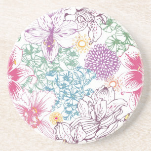 Lovely pattern with colourful flowers coaster