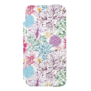 Lovely pattern with colourful flowers incipio watson™ iPhone 5 wallet case