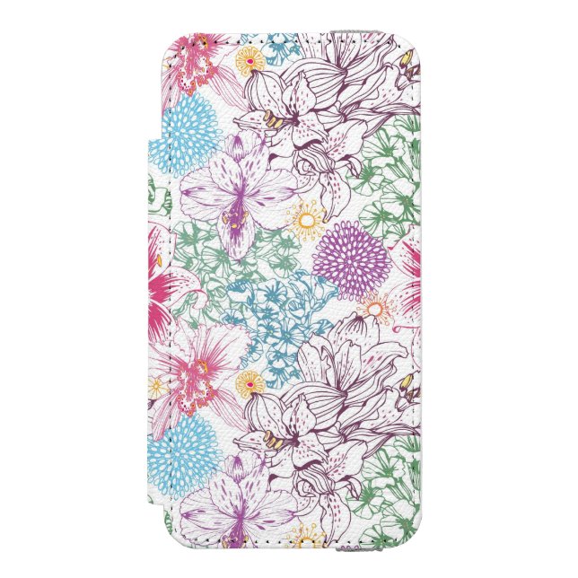Lovely pattern with colourful flowers incipio iPhone wallet case (Folio Front)